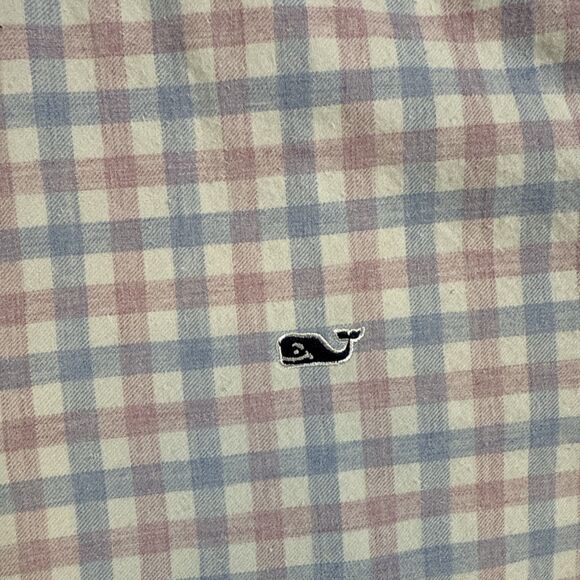 Vineyard Vines Men's L Pink Blue Gingham Shirt Whale Logo Cotton Long Sleeve - Picture 2 of 10